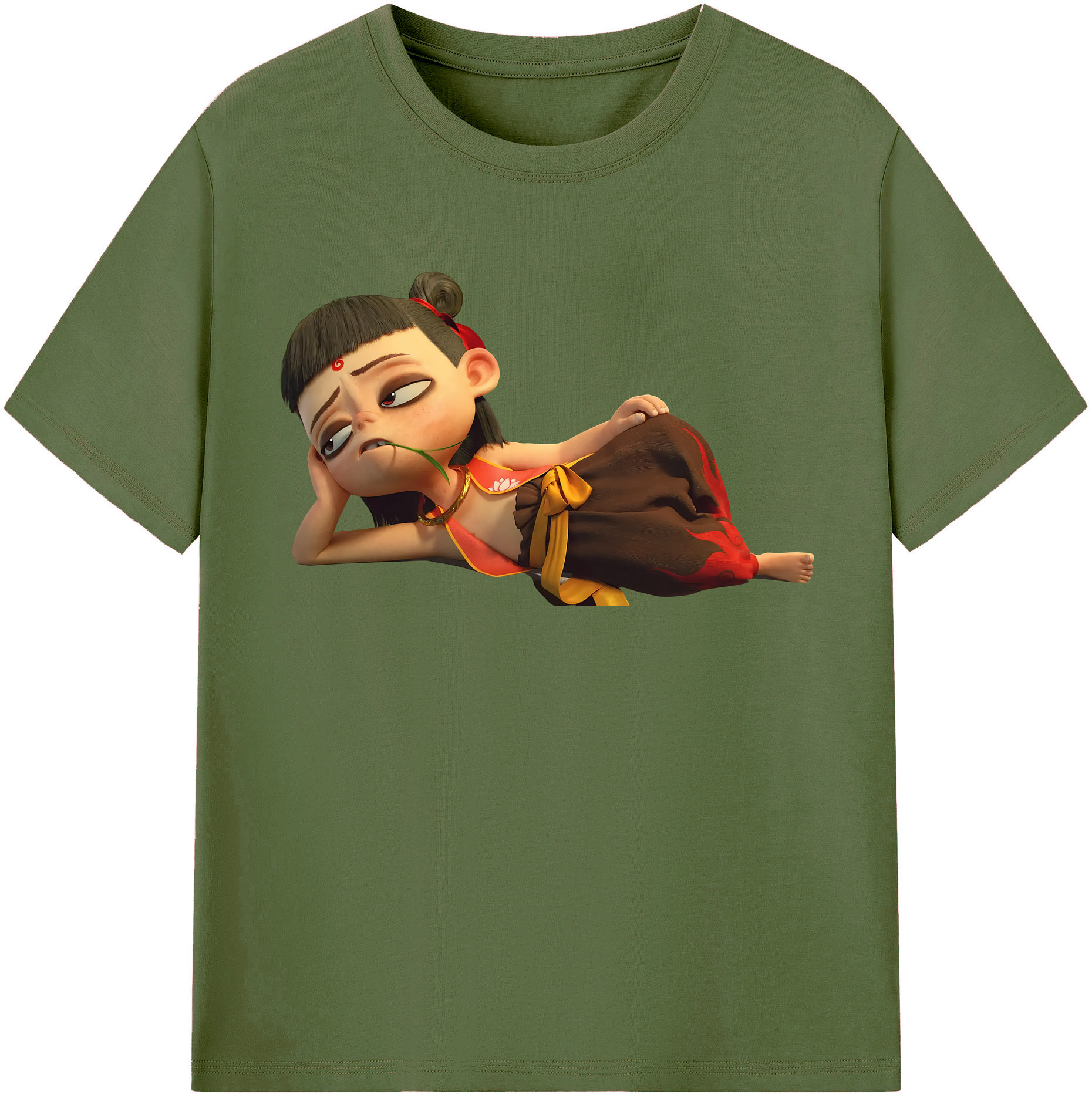 （画像用） Ne Zha 2 ナタ 魔童の大暴れ 綿100％半袖Tシャツ（フロントプリント）